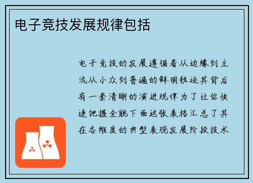 电子竞技发展规律包括